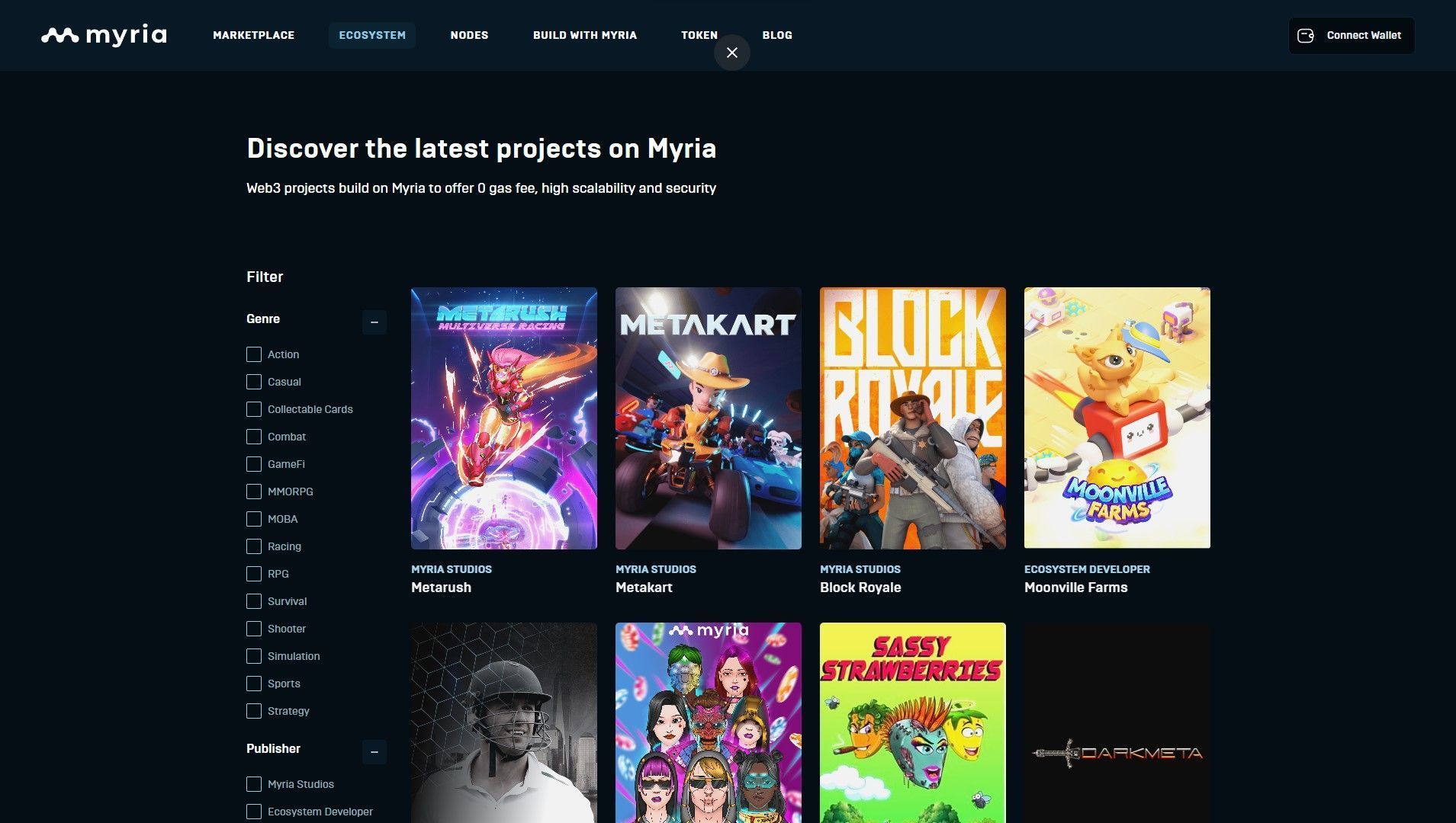 Myria Gaming Platform Dashboard